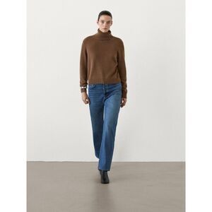 Massimo Dutti Womens Sweater XS Brown Turtleneck Wool Long Sleeve 5734/635 NWT